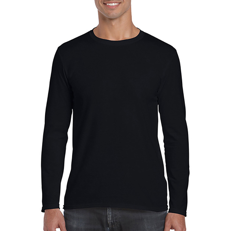 custom oem mens cotton embroidery plain black long sleeve t shirt