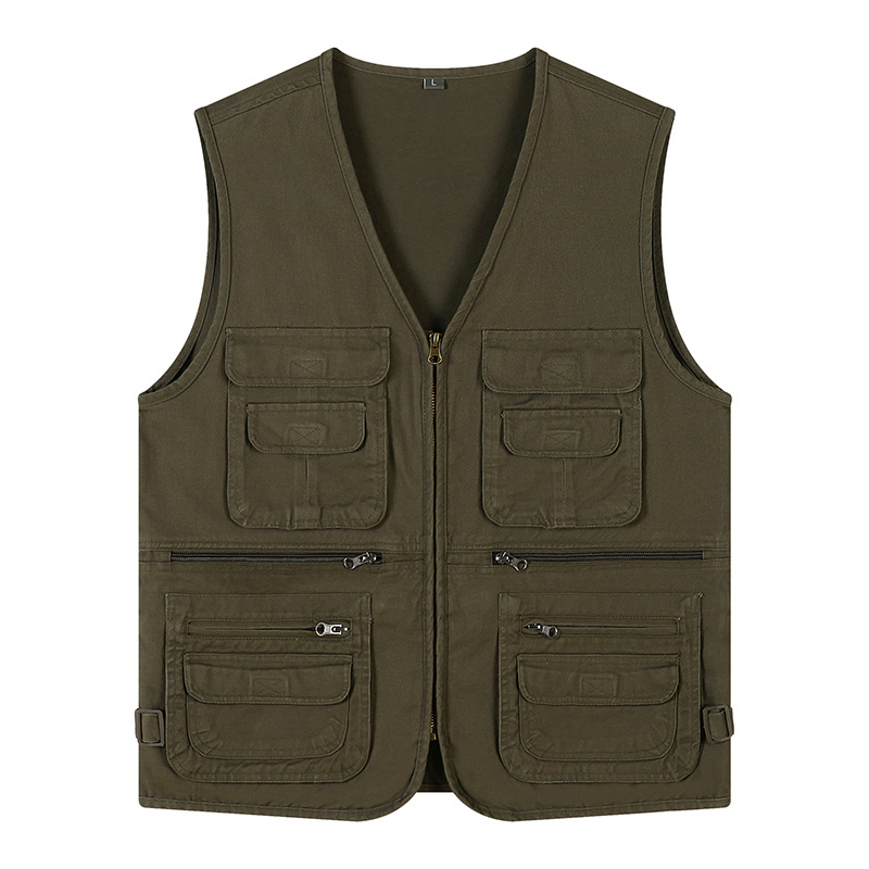 utility Custom Men's Cargo Hunting Fishing Safari Hiking Cotton Multi- Pockets Vest