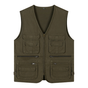 utility Custom Men's Cargo Hunting Fishing Safari Hiking Cotton Multi- Pockets Vest