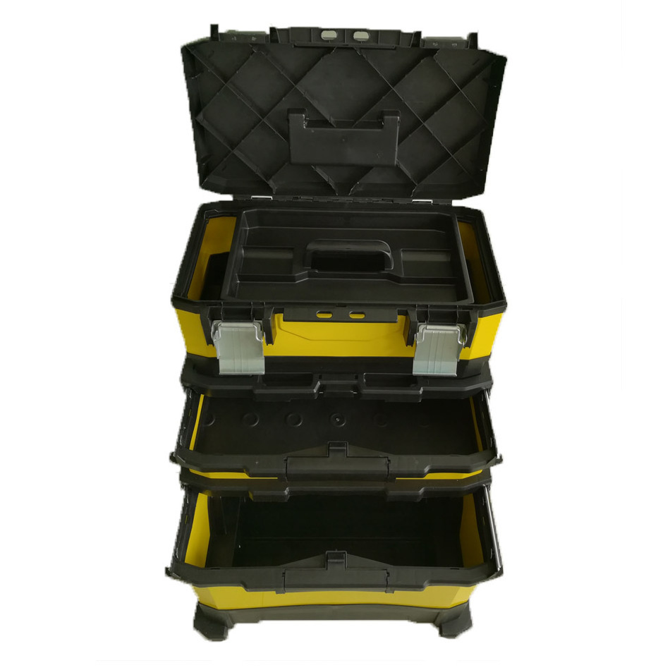 Heavy duty hard plastic Case storage tool box cart drawer stackable trolley box with wheels