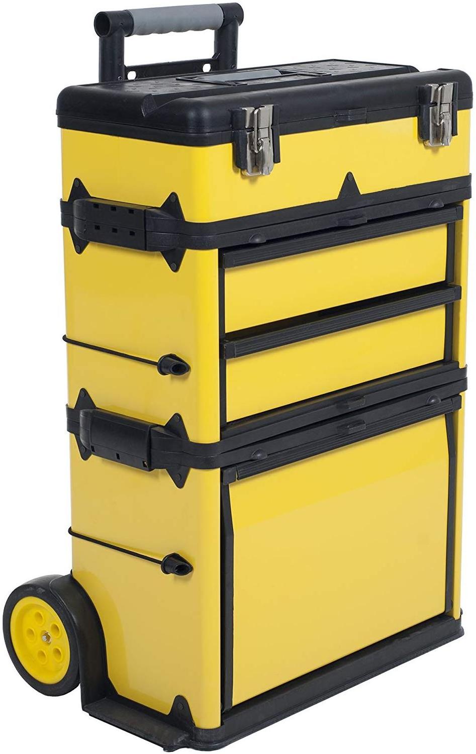 Heavy duty portable mechanic  empty rolling storage tool box  trolley with wheels