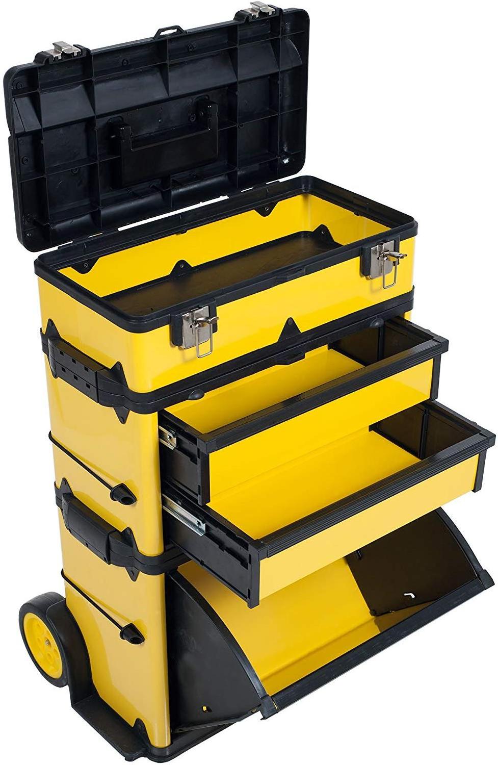 Heavy duty portable mechanic  empty rolling storage tool box  trolley with wheels