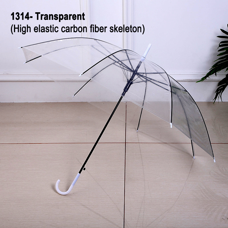 Long Handle Automatic Transparent Umbrella Lightweight Kids Umbrella Custom Logo Colorful Clear Umbrella for Wedding and Student