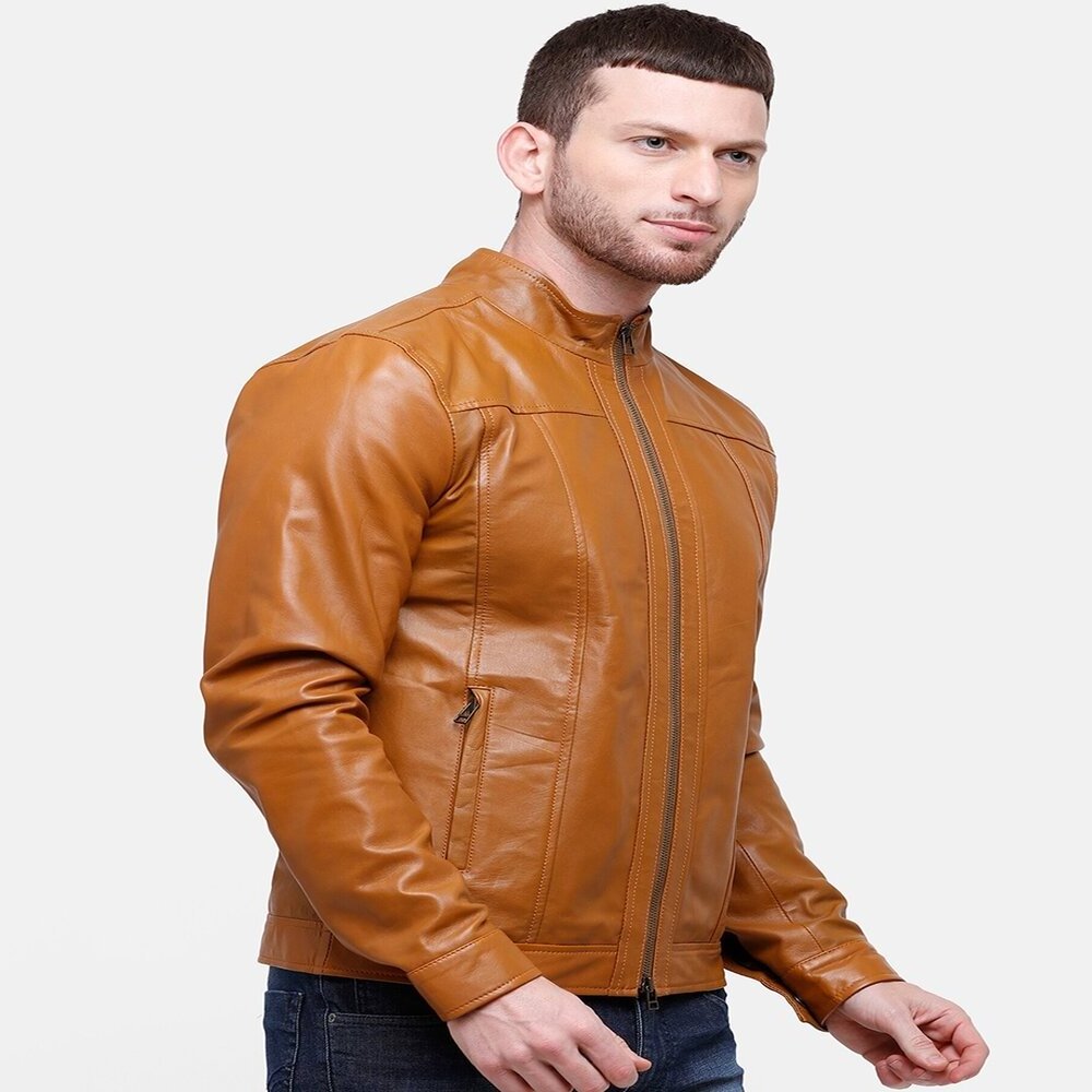 Pu Leather Coat Jackets For Men Autumn American Casual Style Collar Biker Jackets Customized Logo Colour Block Biker Jack