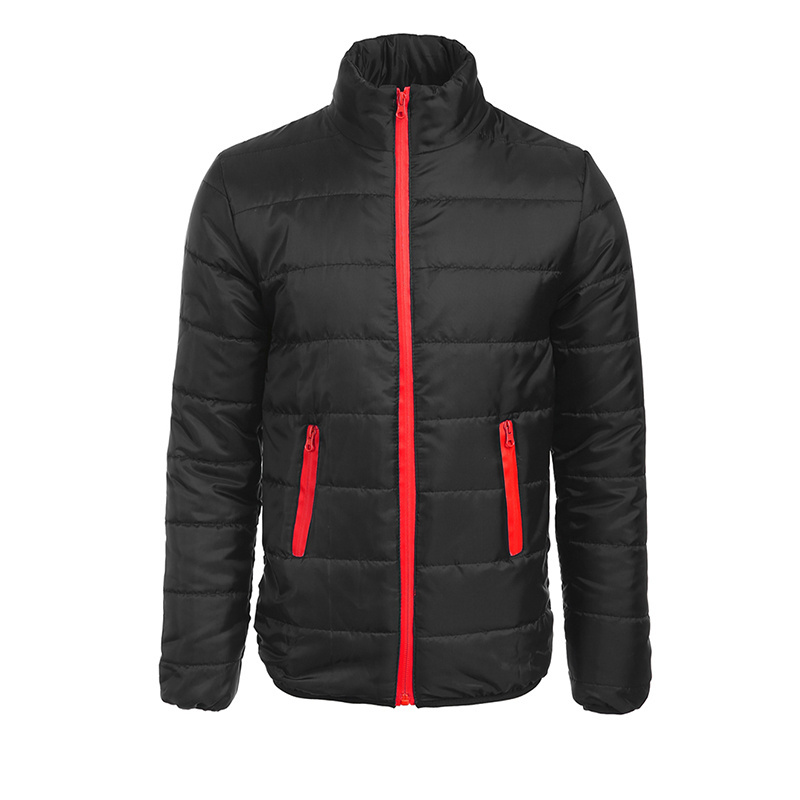 OEM Custom Men's Black and Red Jackets Full Sleeveless Winter Style Coat Men Waterproof Zip Puffer Jacket