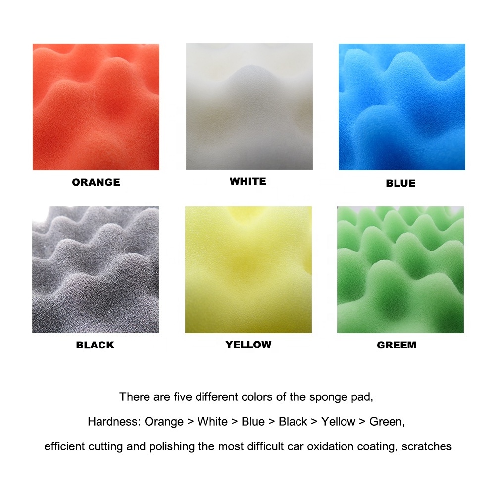 3/5/6/7Inch 9pcs Car Sponge Polishing Kit Wool Buffing Waffle Pads Set Foam Wool Polishing Pad Kit For Auto