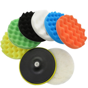 3/5/6/7Inch 9pcs Car Sponge Polishing Kit Wool Buffing Waffle Pads Set Foam Wool Polishing Pad Kit For Auto