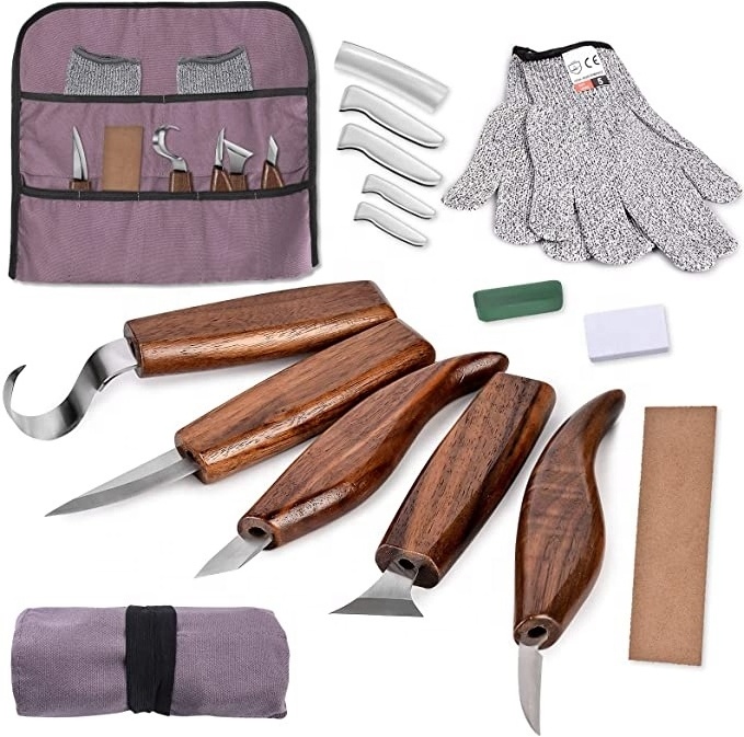 High Quality Woodworking Suit Wood Carving Tools Set Hand Tool Set for DIY Sculpturing Carpenter Experts Professional Knives