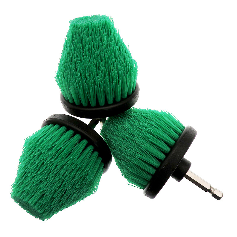 2.5 Inch Electric Conical Cleaning Brush Cone-Shaped Head Cleaning Brush Dark Green Drill Cleaning Brush for Bathtub Carpet