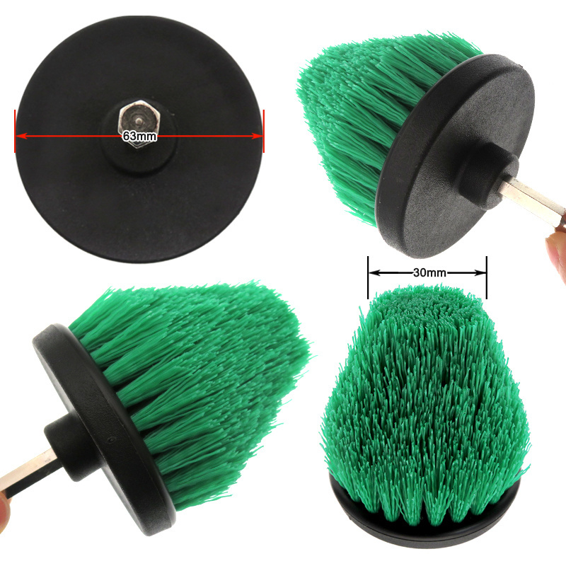 2.5 Inch Electric Conical Cleaning Brush Cone-Shaped Head Cleaning Brush Dark Green Drill Cleaning Brush for Bathtub Carpet