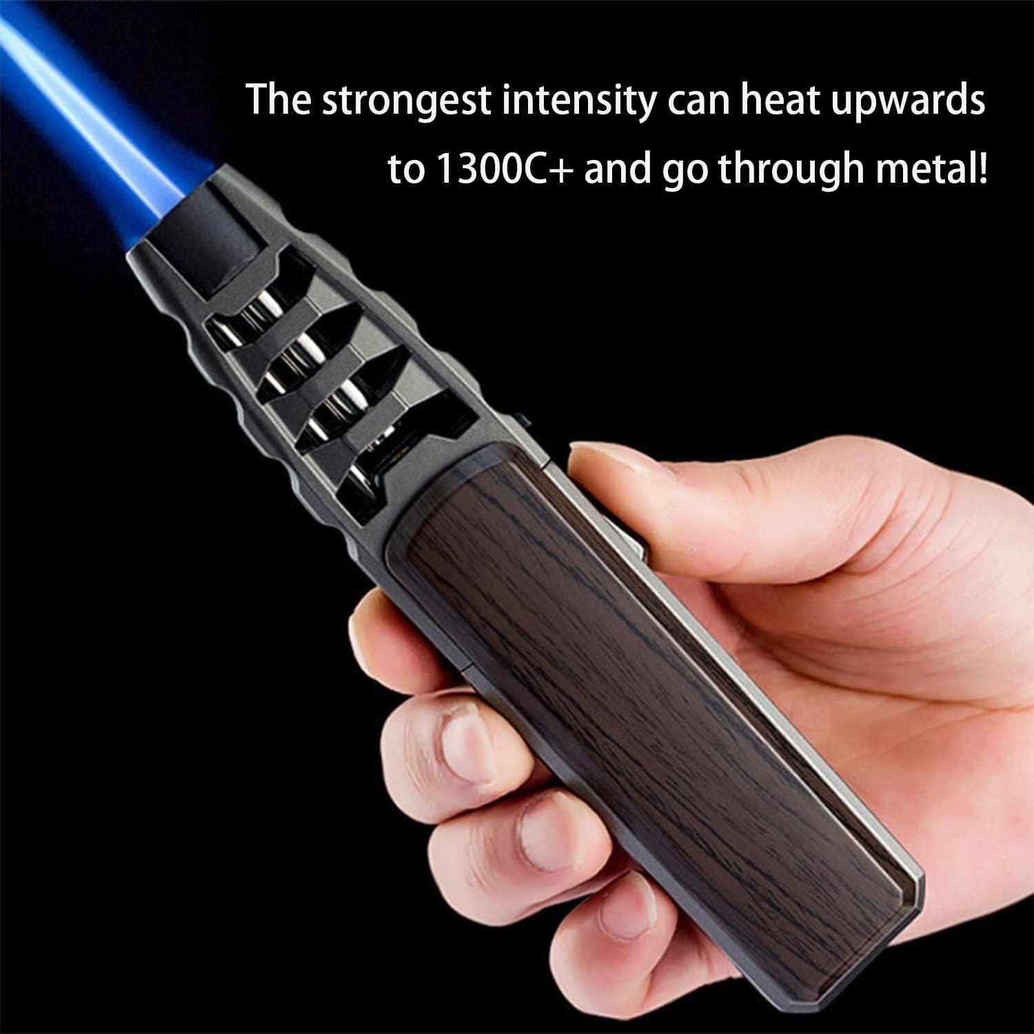 Butane Torch Lighter Gold Lacquer Zinc Alloy body with Black carbon fiber jobon jet lighter windproof