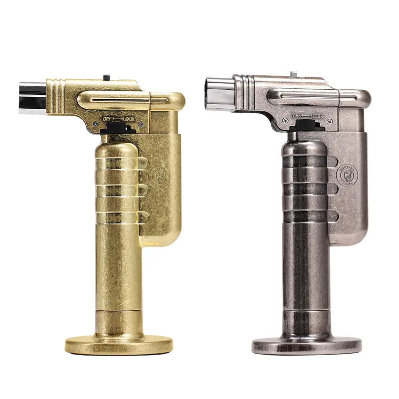 Guevara retro metal zinc alloy gas gun lighter creative single blue flame multi function lighter