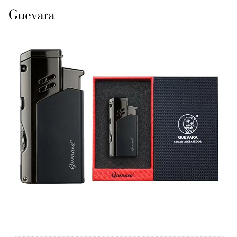 Guevara square torch metal lighter with needle and punch cigar all in one lighter