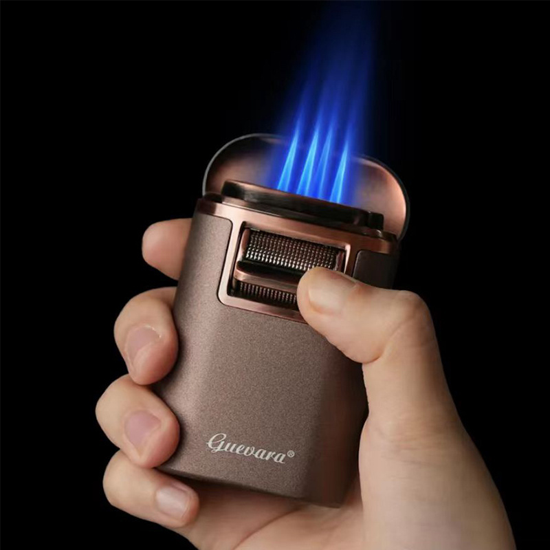 Guevara luxury design best torch lighter 4 jet flame butane cigar lighter