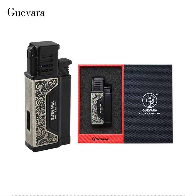 Guevara classic styles metal butane one jet torch cigar lighter with punch cigar accessories lighter