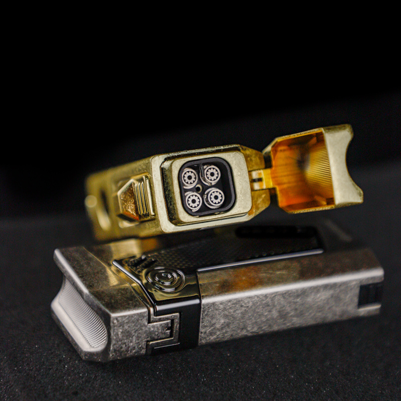 Multifunctional Zinc alloy cigar lighter four jet flame with needle punch