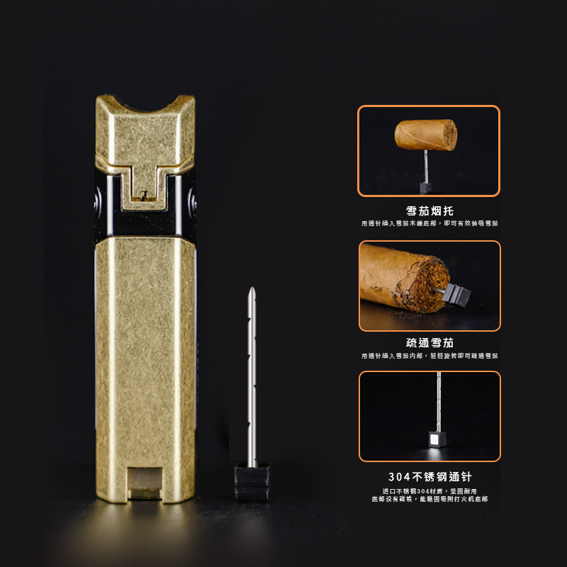 Multifunctional Zinc alloy cigar lighter four jet flame with needle punch