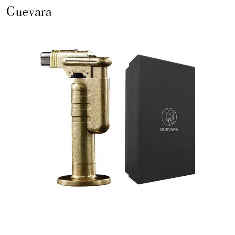 Guevara retro metal zinc alloy gas gun lighter creative single blue flame multi function lighter