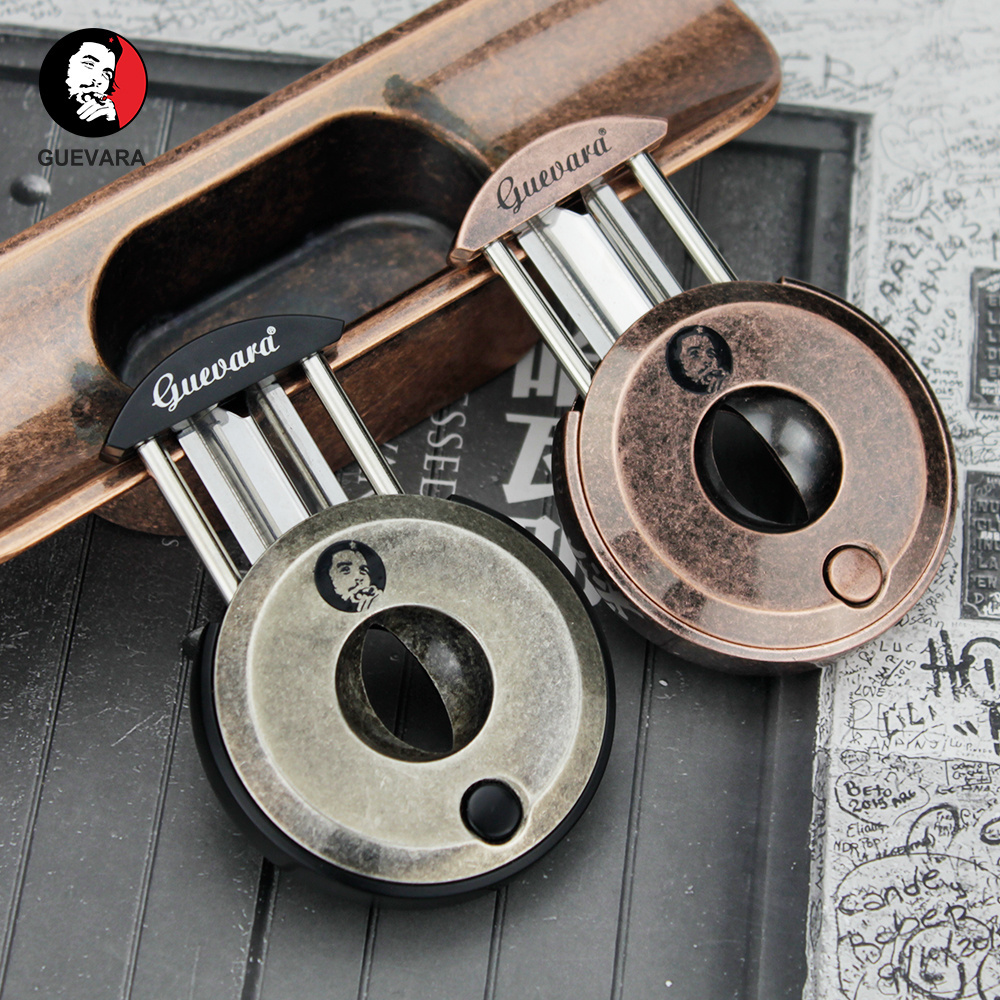 Guevara luxury large table cigar cutter custom logo zinc alloy metal v cut cigar cutter