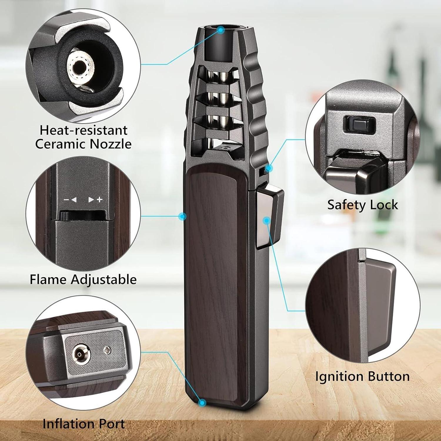 Butane Torch Lighter Gold Lacquer Zinc Alloy body with Black carbon fiber jobon jet lighter windproof