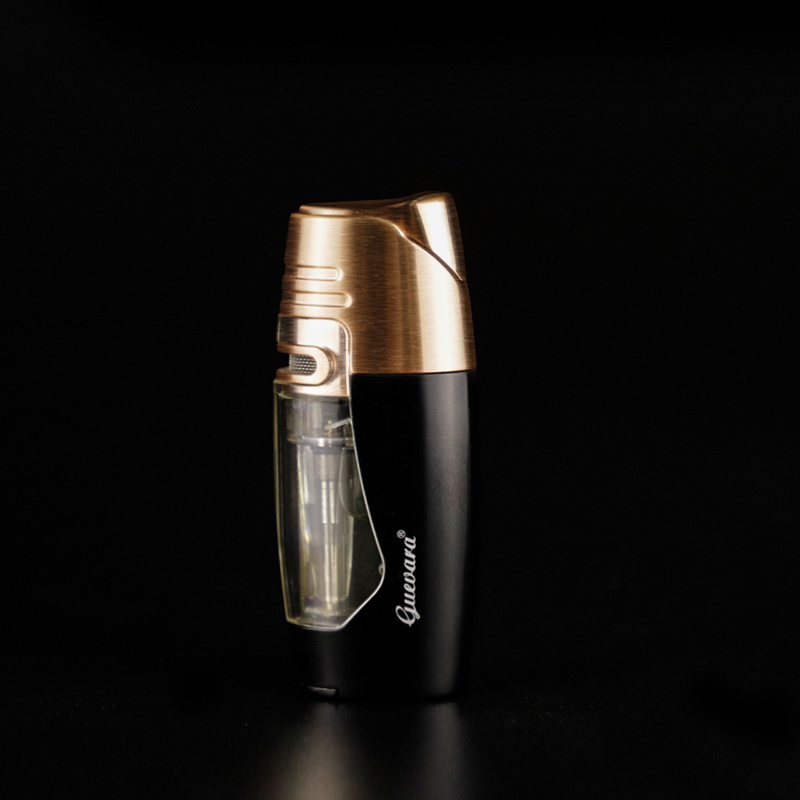 Metal body one jet flame thin metal lighter Transparent fuel tank small lighter