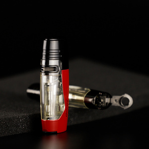 Metal body one jet flame thin metal lighter Transparent fuel tank small lighter