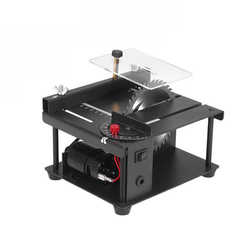 24V Electric Saw Mini Desktop Table Saw Cutter Electric Cutting Machine with Saw Blade Grinding Wheel Power Tools for Wood