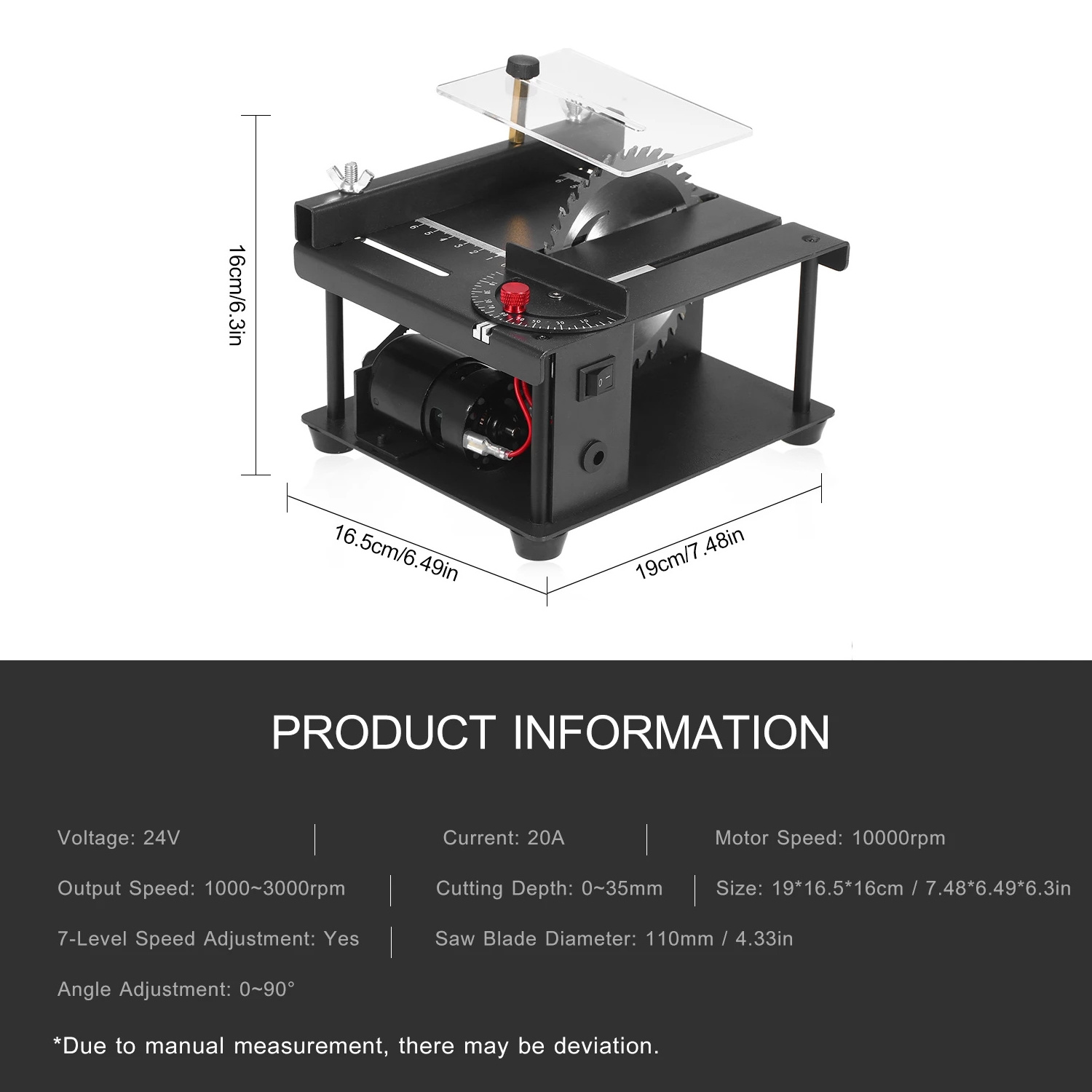 24V Electric Saw Mini Desktop Table Saw Cutter Electric Cutting Machine with Saw Blade Grinding Wheel Power Tools for Wood