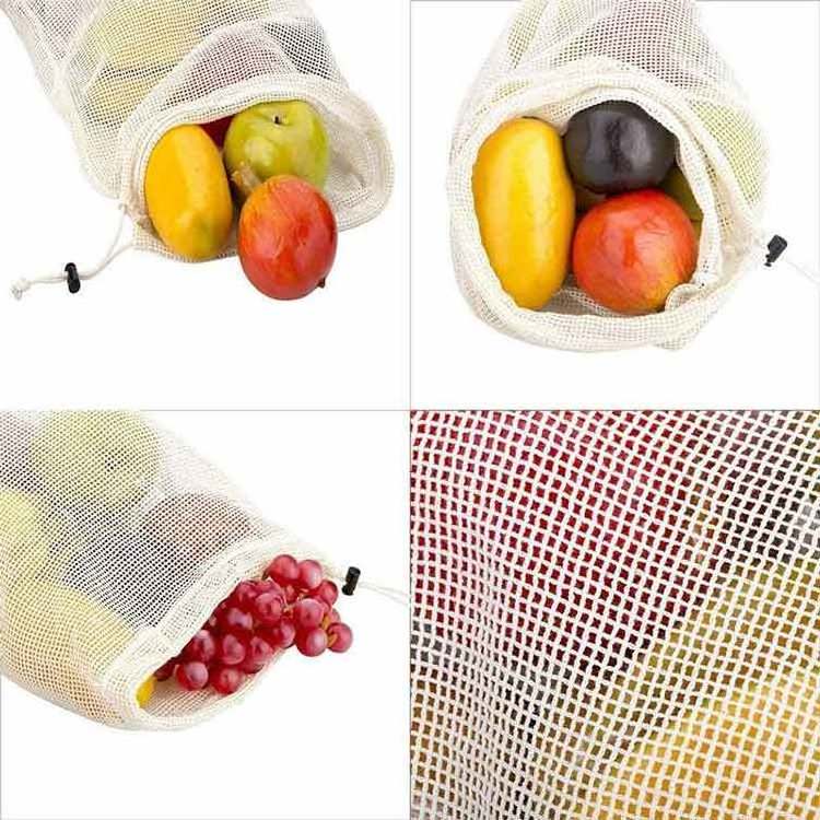 Eco friendly customized promotional reusable potato fruit ecological cotton mesh drawstring bag