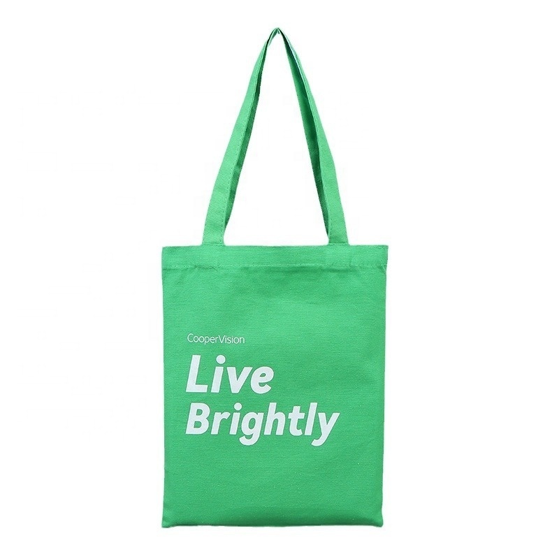 Creative Logo Green Canvas Shopping Bag Portable Handheld Work/School/Commute/Gift Bag with Canvas Clothing