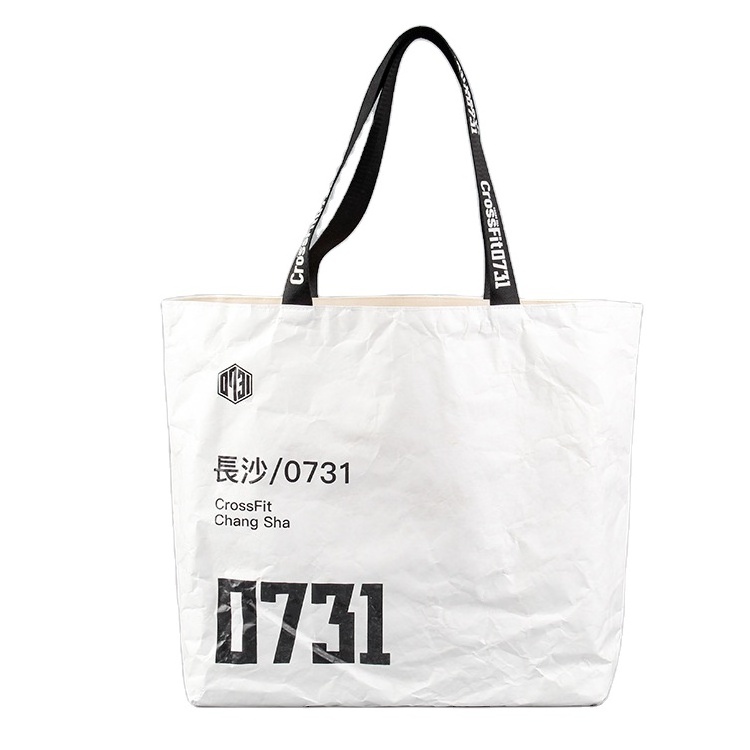 Wholesale Retro Design Organic Color Custom Tyvek Tote Bag Eco-Friendly Woven Dupont Paper Bag with Custom Logo Recyclable