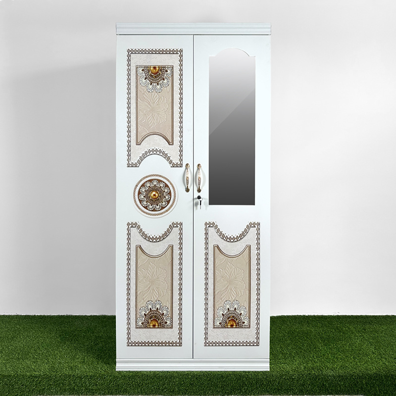 Factory Price Steel Almirah Metal Cabinet Closet Wardrobe Sliding Door Metal Wardrobe With Mirror Steel Armoire