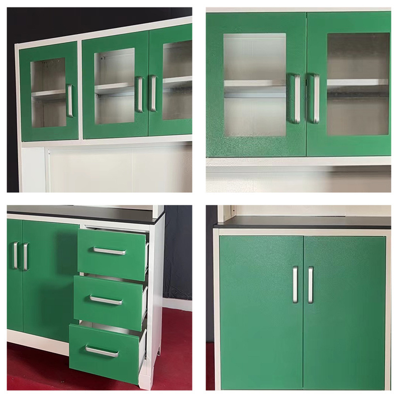 Customization Factory Price iron steel kitchen cabinets with glass door metal storage cabinet