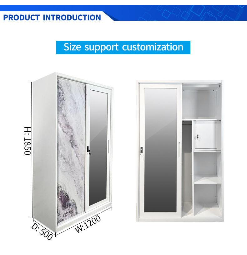 Factory Supplier Metal Printed Closet Wardrobe Almirah Clothes Cabinet Bedroom Furniture Wardrobes Closet Cabinets