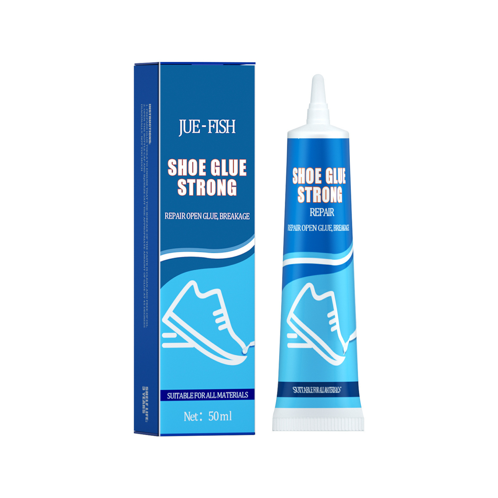 JUE-FISH Strong Shoe Repair Glue Soft Adhesive Worn Shoes Sole BondMulti-Purpose Waterproof Repairing Liquid Tool GLUE 50ml