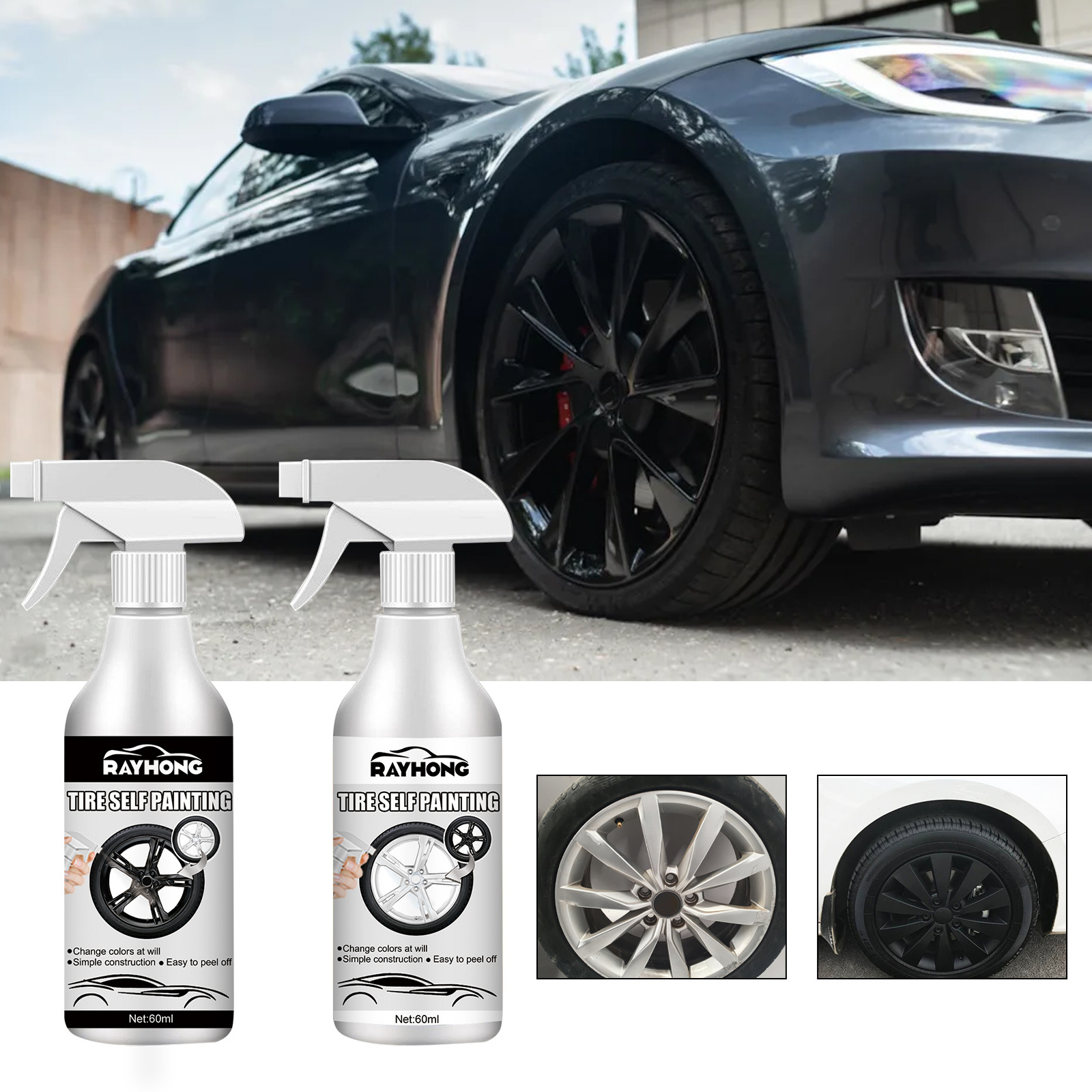 Rayhong OEM&ODM Painting Tire Black Paint Eco-friendly Non-toxtic Car Tire Paint Long-lasting Wheel Spray Paint