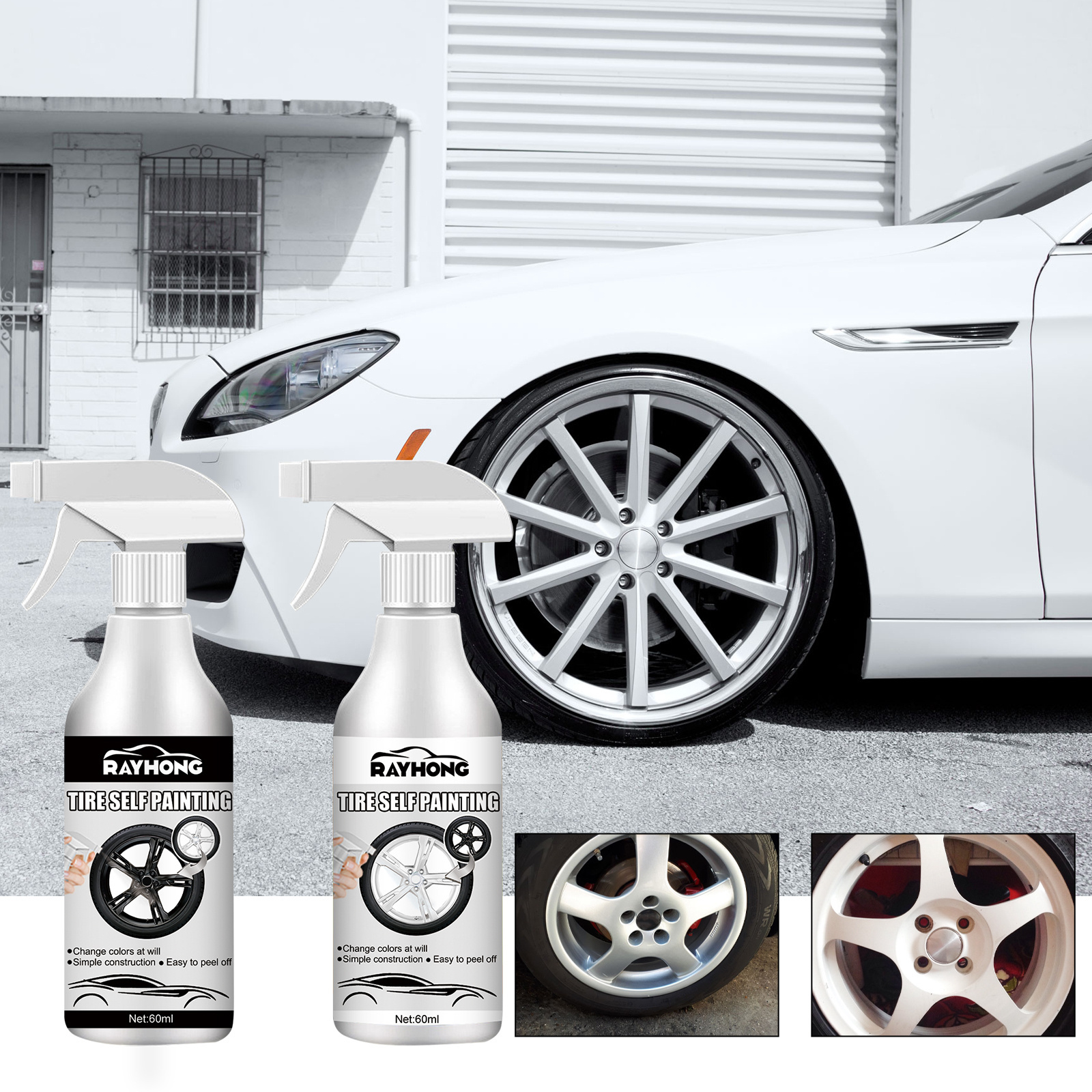 Rayhong OEM&ODM Painting Tire Black Paint Eco-friendly Non-toxtic Car Tire Paint Long-lasting Wheel Spray Paint