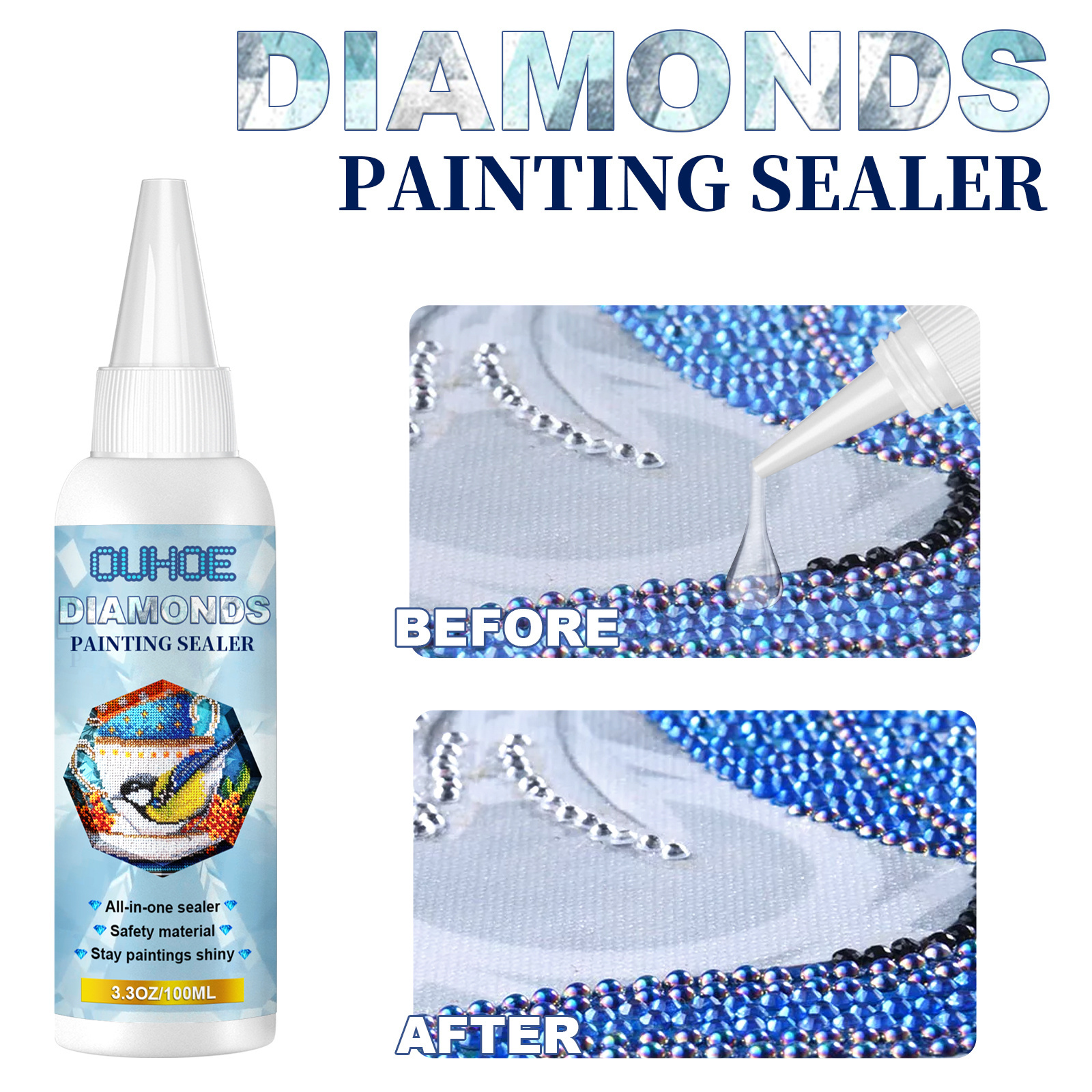 OUHOE OEM&ODM DIY Craft Diamond Painting Glue Strong Diamond Adhesive Safety Sealer Diamond Painting