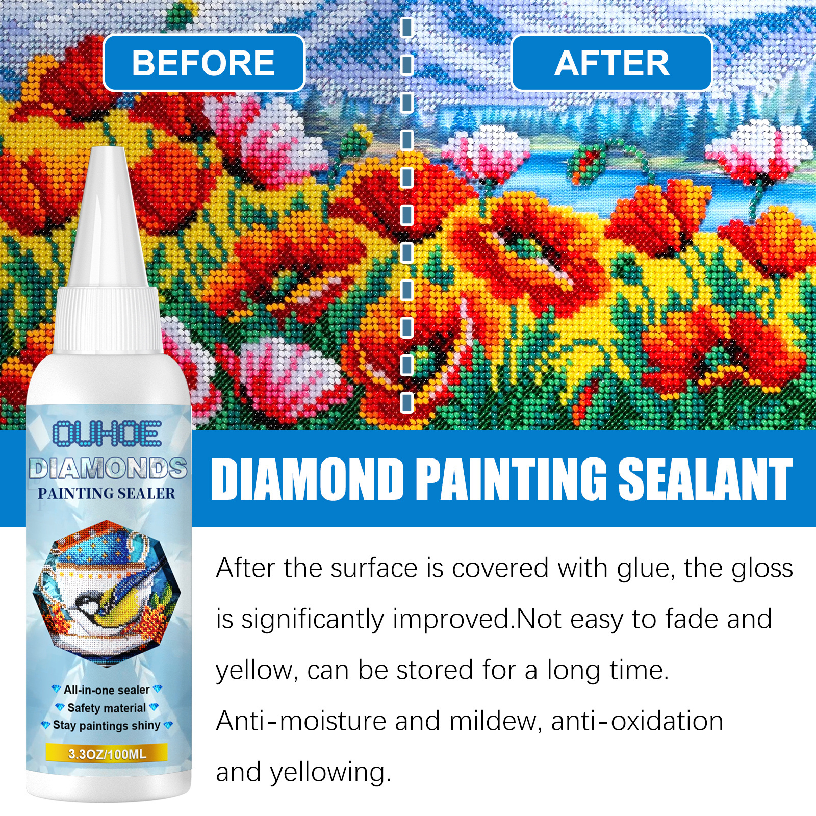 OUHOE OEM&ODM DIY Craft Diamond Painting Glue Strong Diamond Adhesive Safety Sealer Diamond Painting