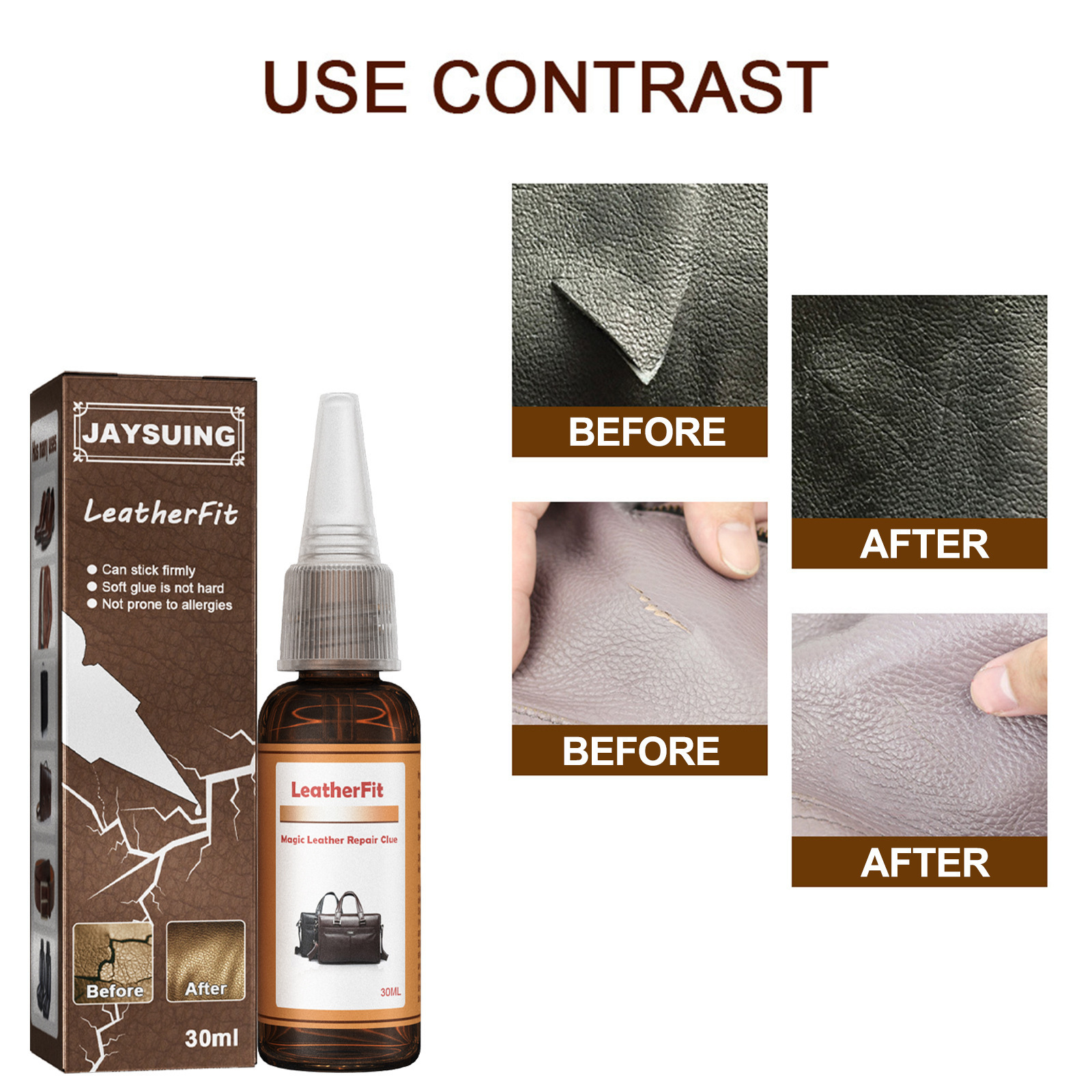 Jaysuing OEM&ODM Leather Repair Kit Furniture Leather Car Seat Repair Powerful Self Adhesive Leather Repair Glue