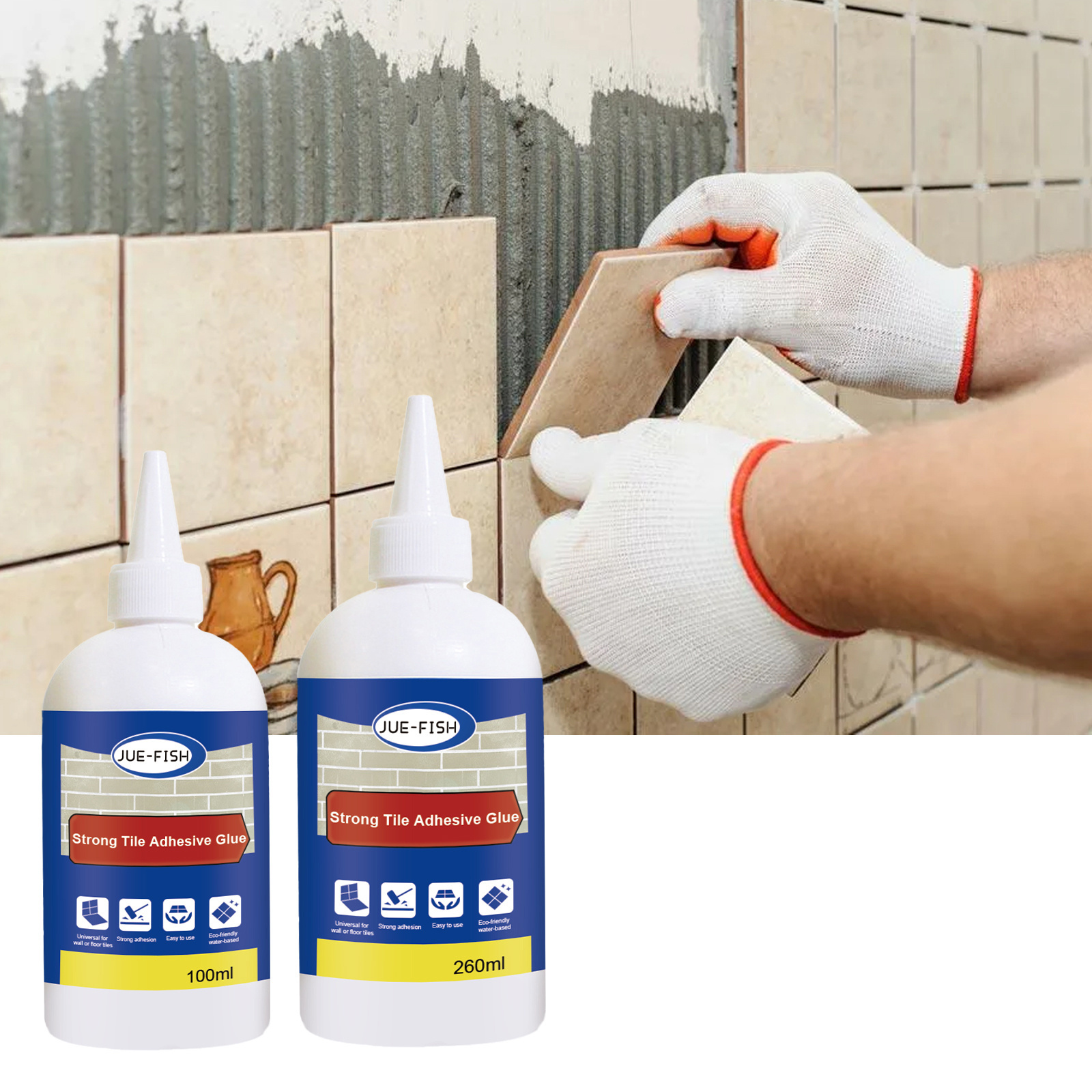 Jue-fish OEM&ODM Self Adhesive Floor Tiles Eco-friendly Tile Glue White Quickly Fix Painting Glue For Roof Tiles Paint