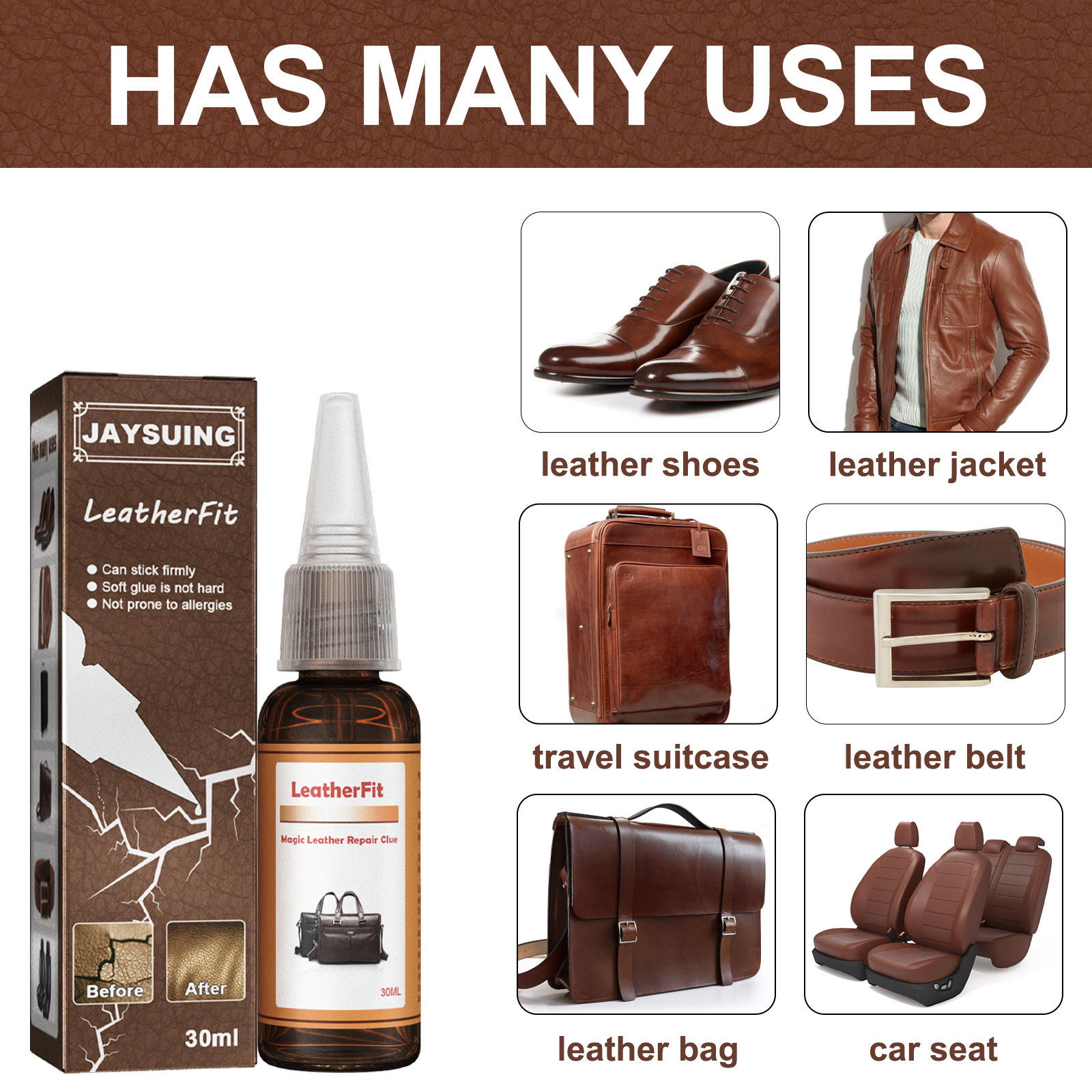 Jaysuing OEM&ODM Self Adhesive Leather Repair Safe Leather Sofa Repair Kit Glue Leather For Shoe Repair