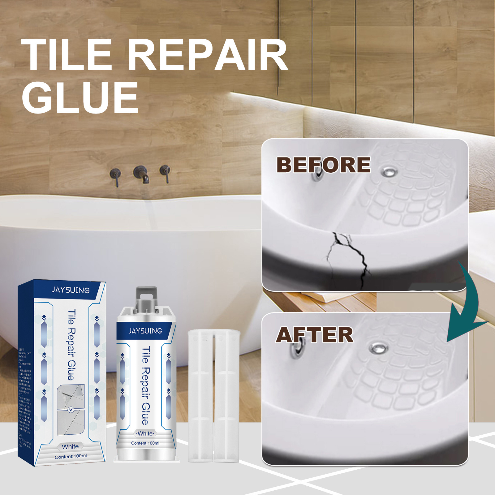 Jaysuing OEM&ODM Tile Repair Adhesive Hot Resistenance Ceramic Tile Repair Kit Non-irrtating Glue For Stone Tile