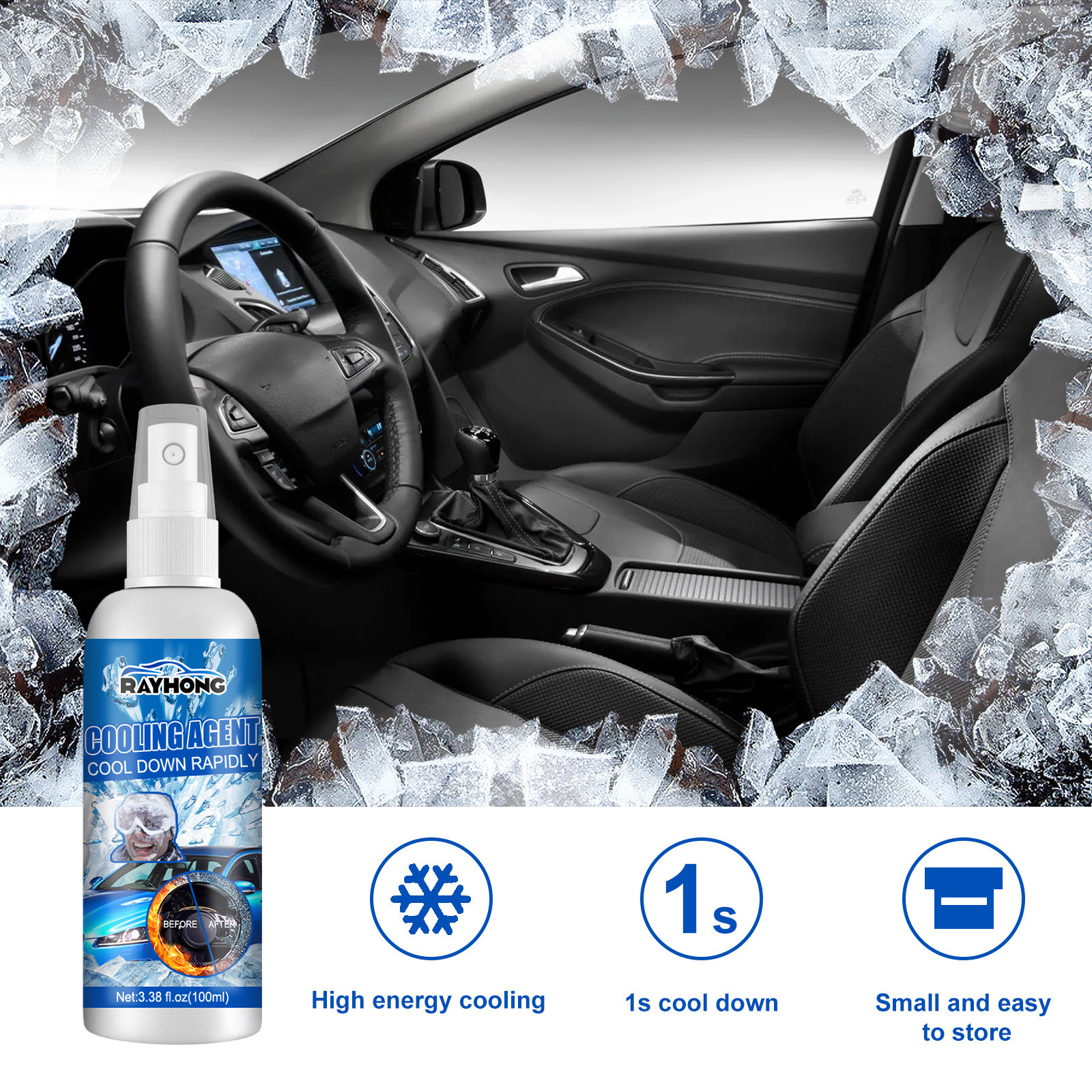 OEM ODM Car Freeze Spray Liquid Nitrogen Cold Spray For Sports Auto Temperature Removal Kit Liquid Car Cooling Spray