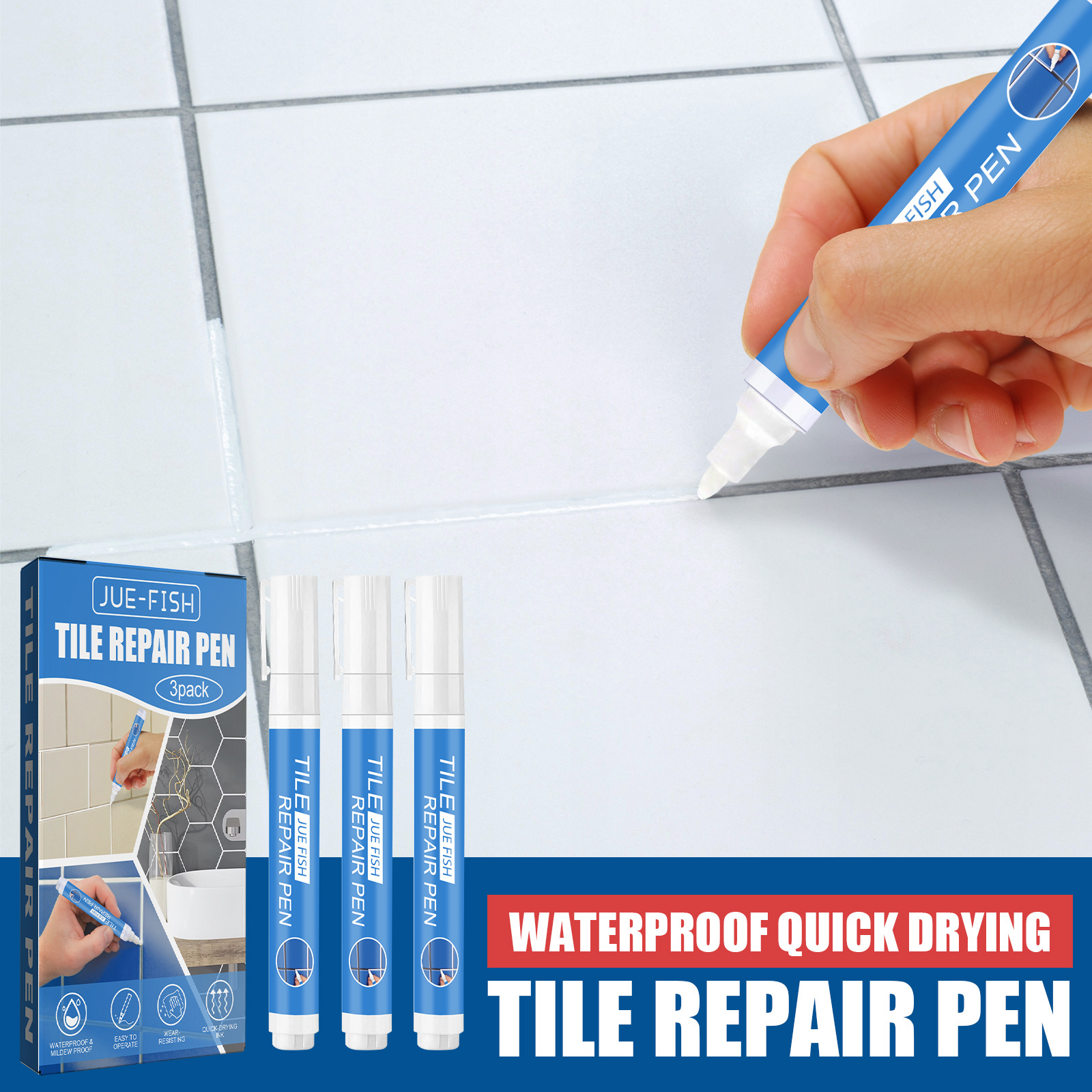 Jue-fish OEM&ODM Marker Tile Repair Glue Waterproof Ceramic Tile Repair Filler Organic Tile Repair Pen