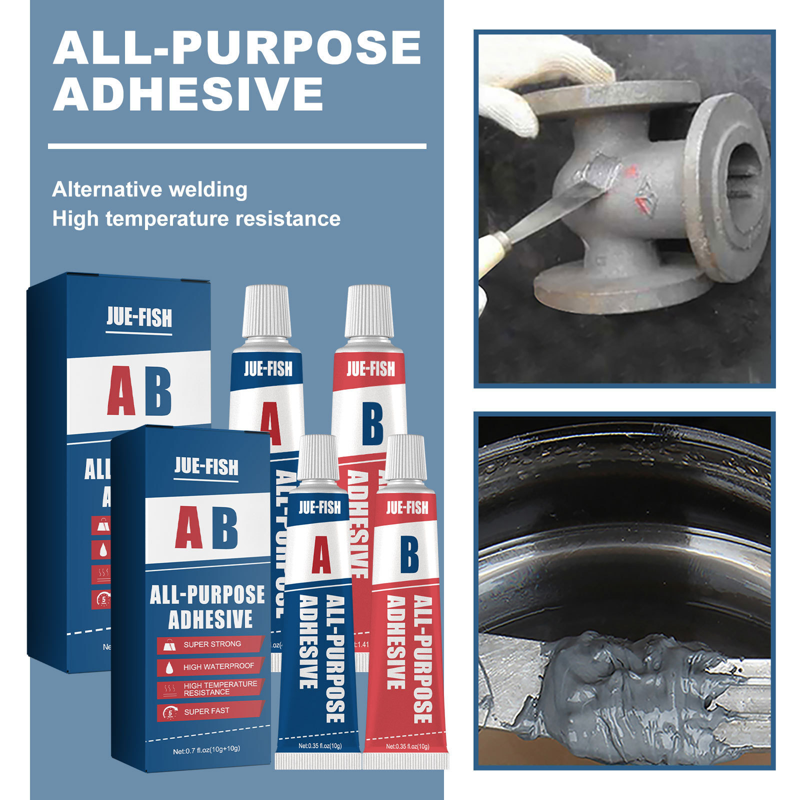 OEM AB Glue Industrial Quick-drying Glue Temperature Repair Metal Ceramic Rubber Glass Plastic Colorless Welding Liquid Glue