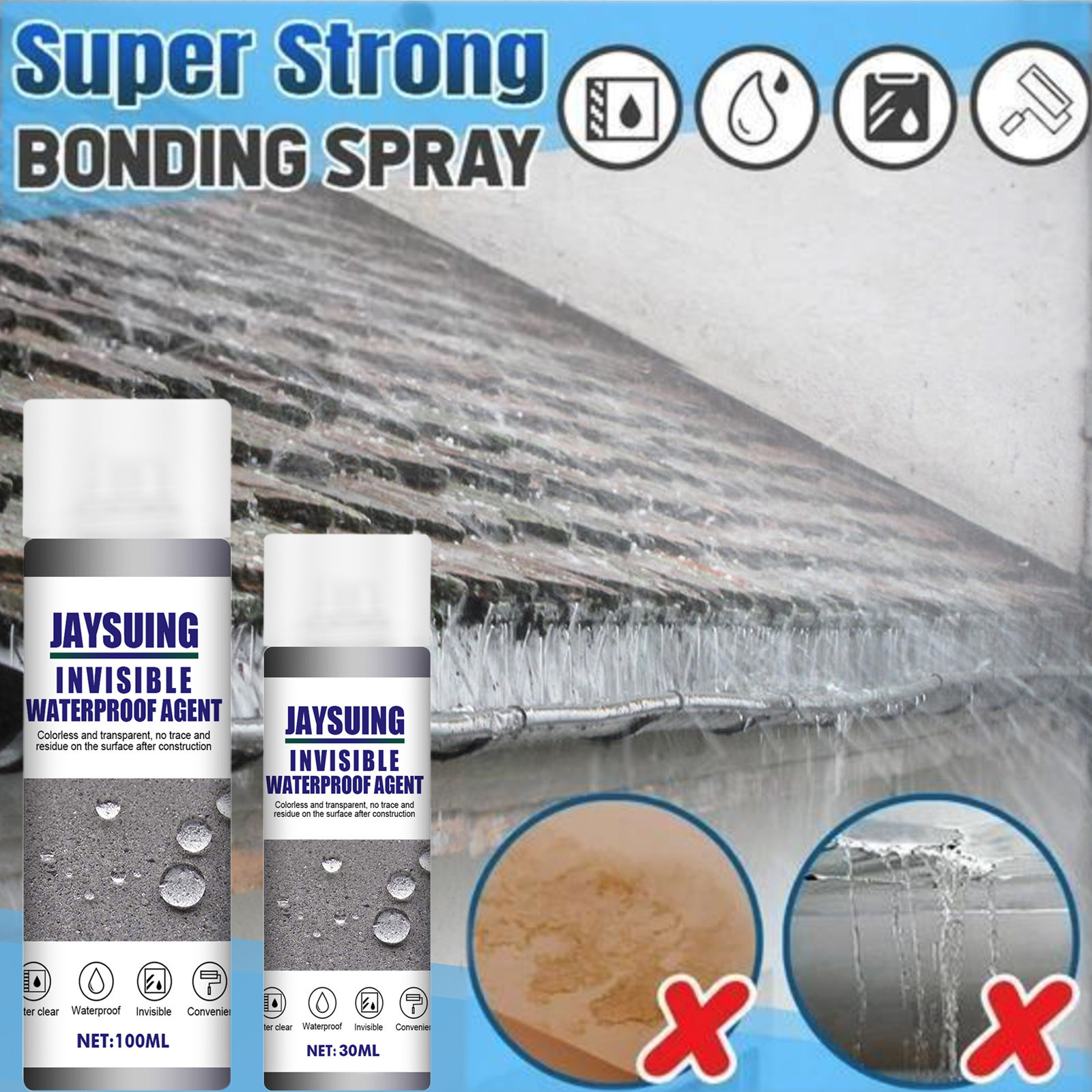 Jaysuing Invisible Waterproof Agent Buildings Transparent Waterproof Agent Powerful Super Waterproof Glue