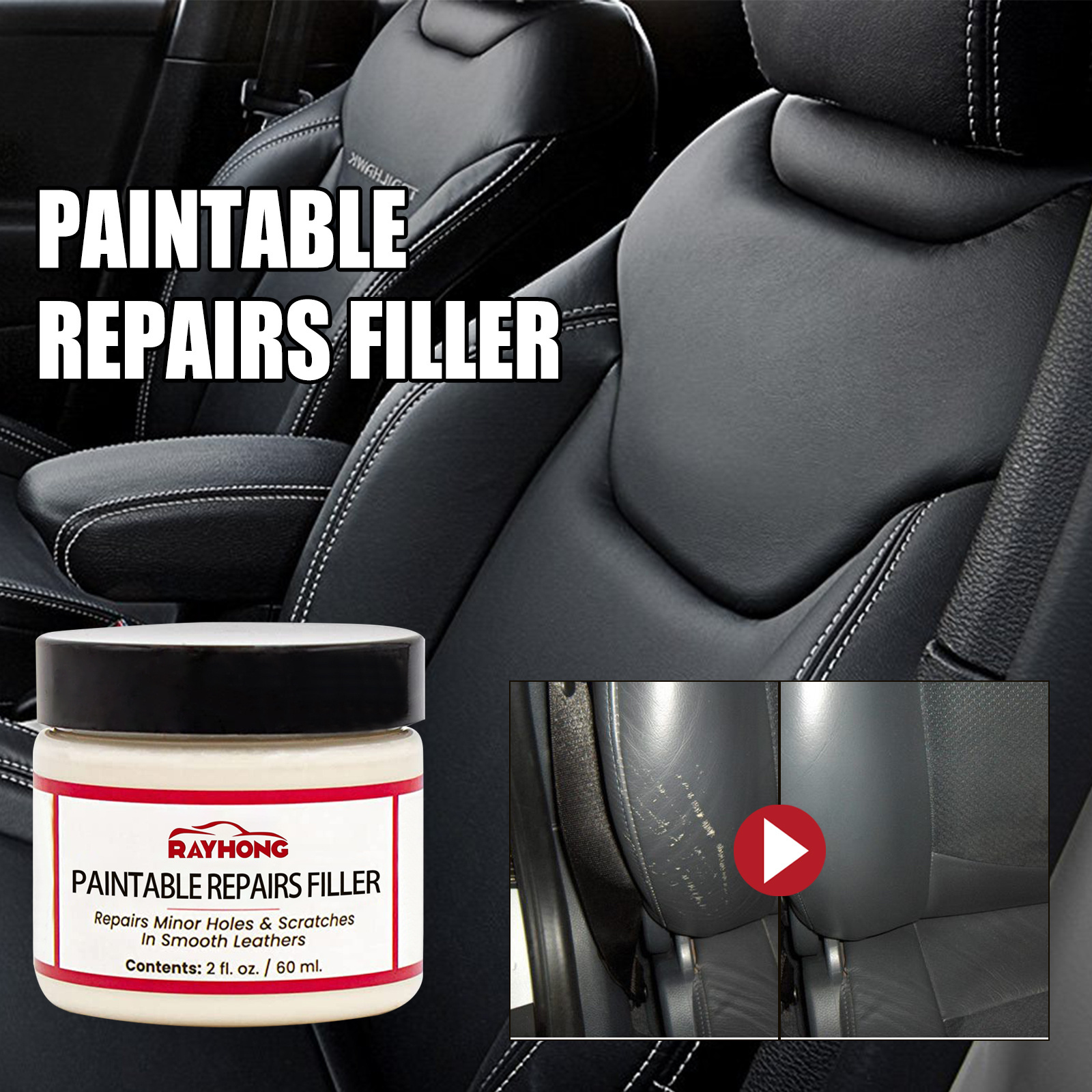 Rayhong Oily Leather Glue Crack Repair Car Seat Gap Filler Leather Multipurpose Leather Repair Filler Cream