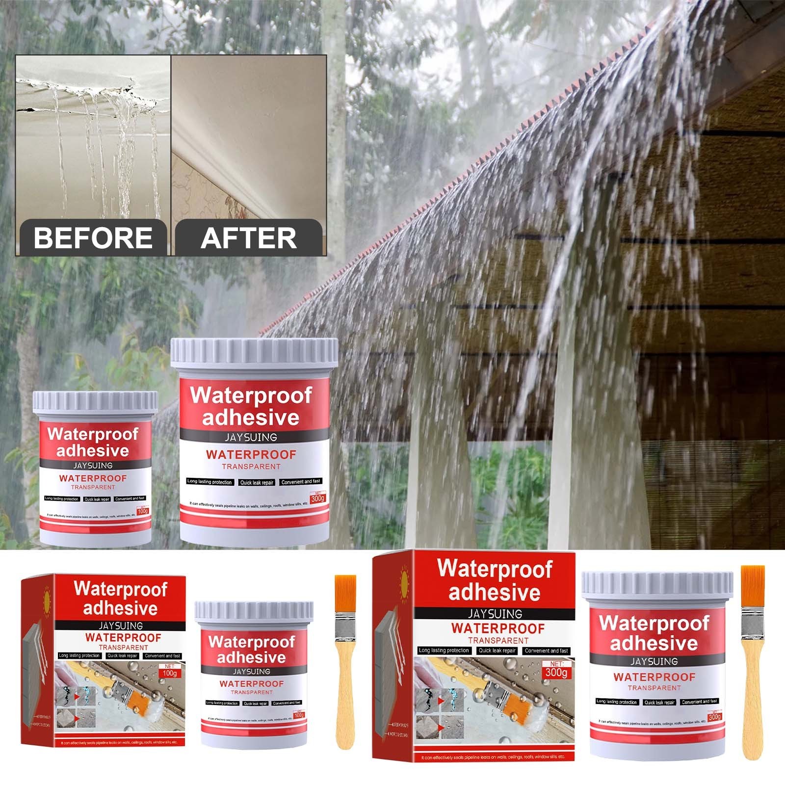 Jaysuing Bathroom Waterproof Sealant Glue Useful Invisible Waterproof Insulating Sealant Quick Flexible Waterproof Glue