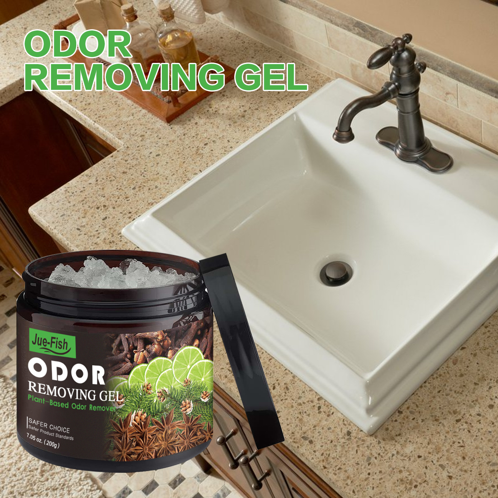 Jue-fish OEM&ODM Kitchen Odor Removal Natural Non-toxtic Odor Removing Gel Smell Soft Room Deodorizers